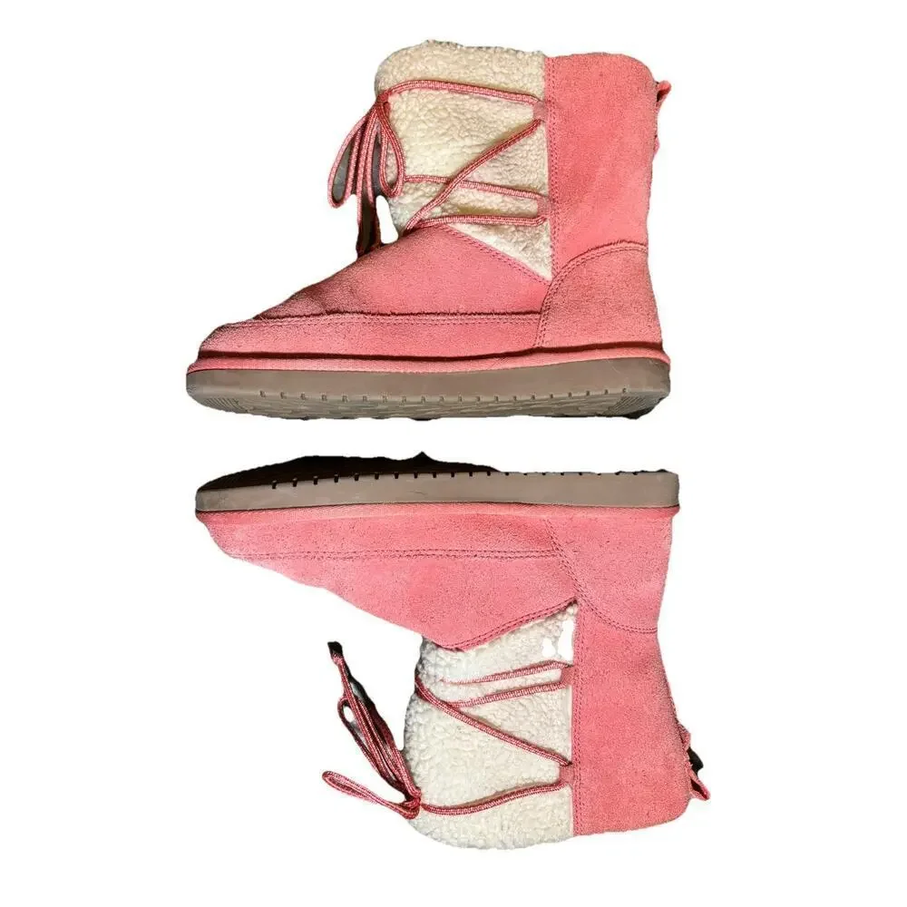 Koolaburra By Ugg Girls Youth Sz 5 Michon Short Boots Coral Pink Suede